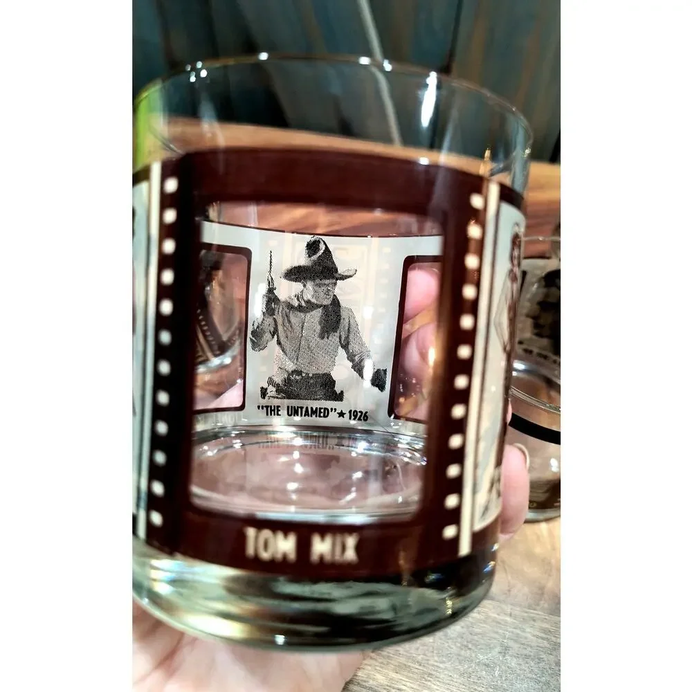 662. Vintage Roaring 20's Whiskey Tumbler Glasses Peekaboo Movie Stars